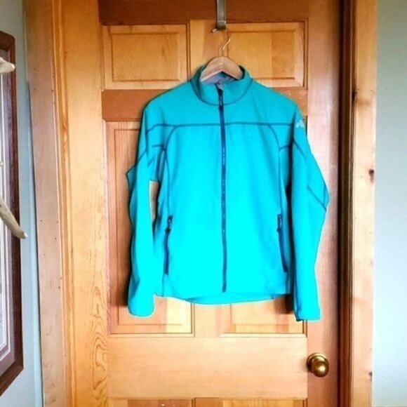 Eddie Bauer First Ascent Logo Graphic Sz L Full Zip Teal Green Athletic Jacket - Picture 1 of 11